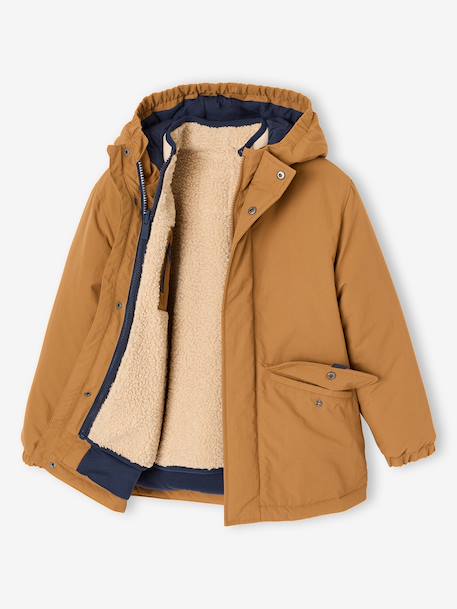 3-in-1 parka with removable inner jacket for boys pecan nut+slate blue 