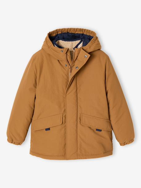 3-in-1 parka with removable inner jacket for boys pecan nut+slate blue 