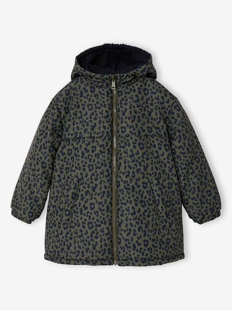 Reversible parka for kids khaki 