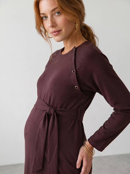 Maternity and nursing dress brown 