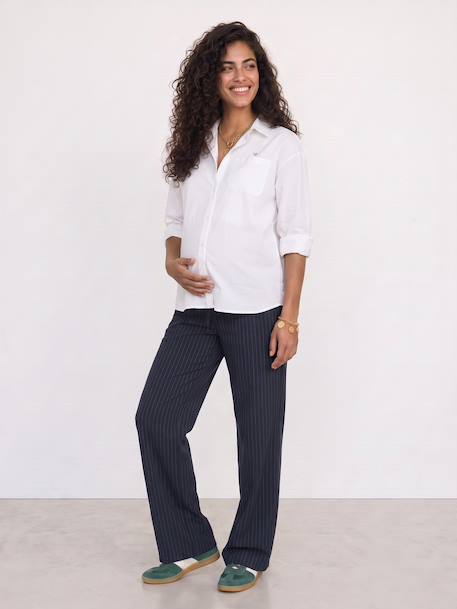 Maternity trousers with belly band navy blue 