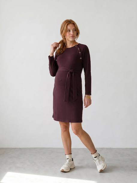 Maternity and nursing dress brown 