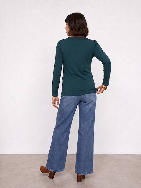 Long-sleeved maternity and nursing T-shirt fir green 