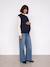 Maternity knit jumper with frill collar navy blue 