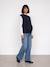 Maternity knit jumper with frill collar navy blue 