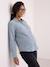 Embroidered Cotton Muslin Shirt, Maternity & Nursing chambray blue+white 