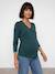 Long-sleeved maternity and nursing T-shirt fir green 