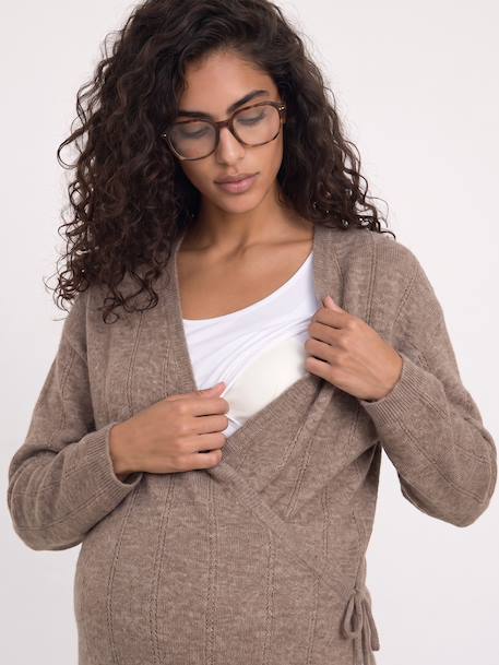 Maternity and nursing wrap cardigan taupe 