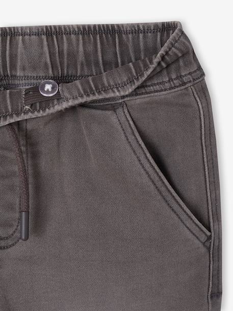 Denim-Effect Fleece Joggers, Easy to Put On, for Boys Denim Blue+light grey denim 