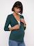 Long-sleeved maternity and nursing T-shirt fir green 