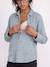 Embroidered Cotton Muslin Shirt, Maternity & Nursing chambray blue+white 