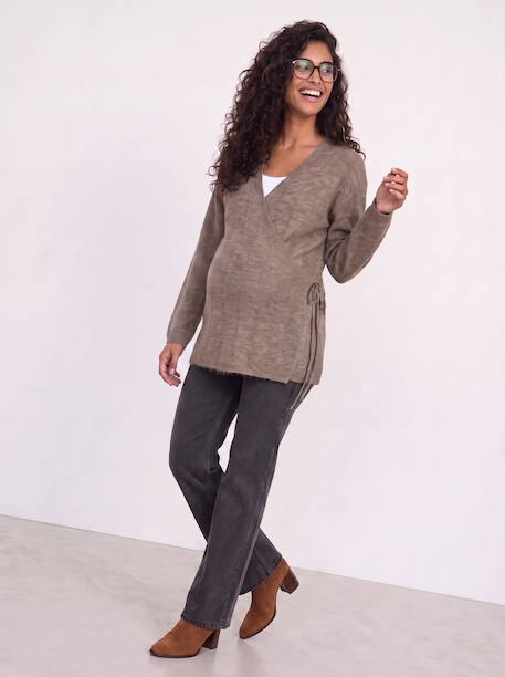 Maternity and nursing wrap cardigan taupe 