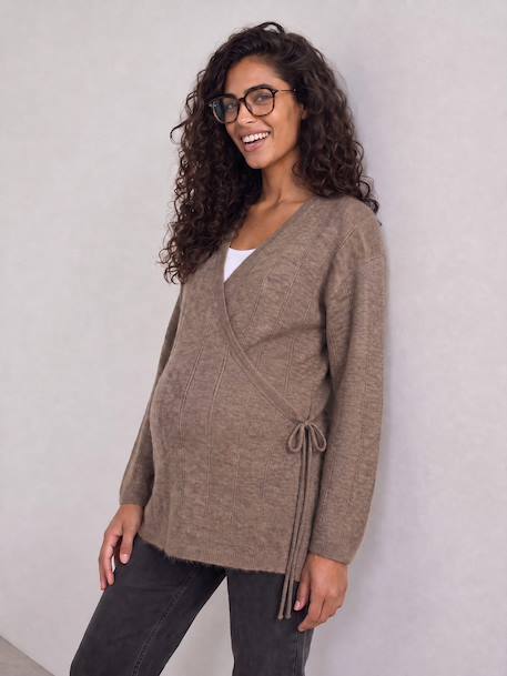 Maternity and nursing wrap cardigan taupe 