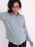 Embroidered Cotton Muslin Shirt, Maternity & Nursing chambray blue+white 