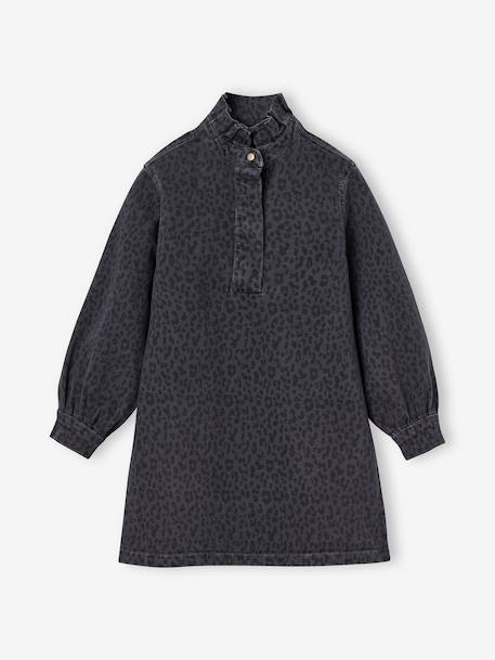 Printed dress for girls denim grey 
