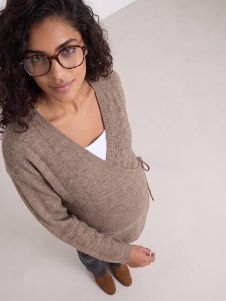 Maternity and nursing wrap cardigan taupe 
