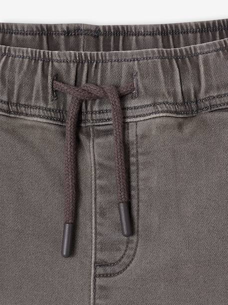 Denim-Effect Fleece Joggers, Easy to Put On, for Boys Denim Blue+light grey denim 