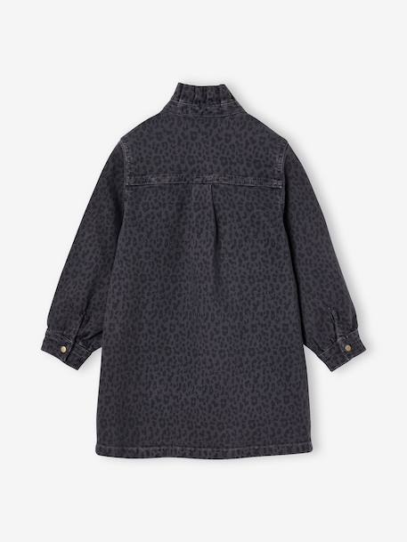 Printed dress for girls denim grey 