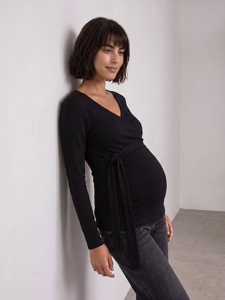 Long-sleeved maternity and nursing T-shirt black 