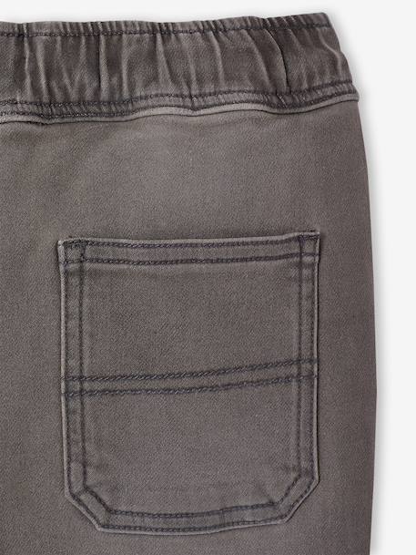 Denim-Effect Fleece Joggers, Easy to Put On, for Boys Denim Blue+light grey denim 