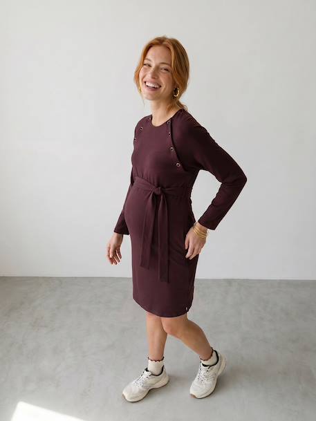 Maternity and nursing dress brown 