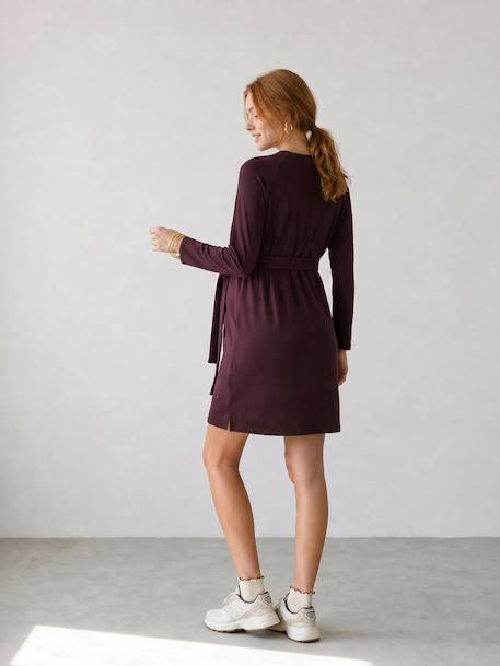 Maternity and nursing dress brown 