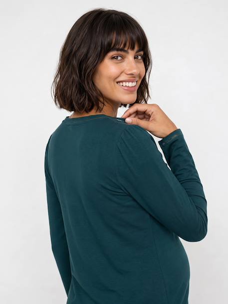 Long-sleeved maternity and nursing T-shirt fir green 
