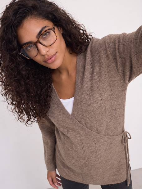 Maternity and nursing wrap cardigan taupe 