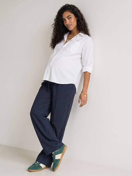 Maternity trousers with belly band navy blue 