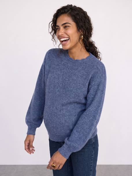 Maternity pointelle knit jumper blue 