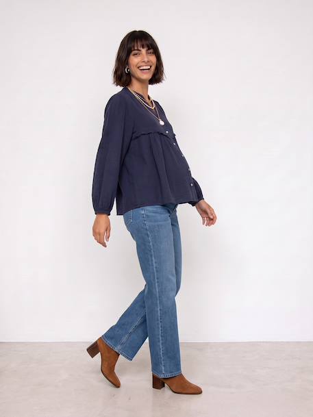 Maternity and nursing shirt slate blue 
