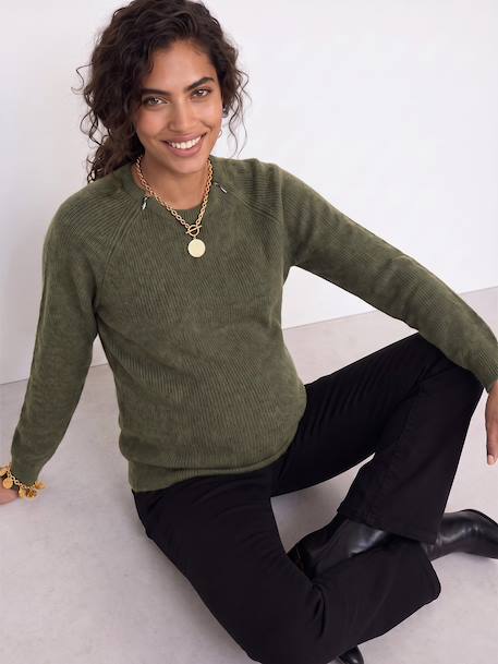 Maternity and nursing jumper bordeaux red+khaki 