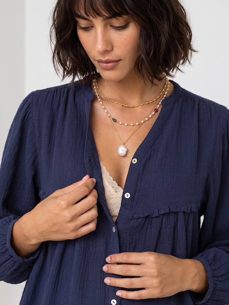 Maternity and nursing shirt slate blue 