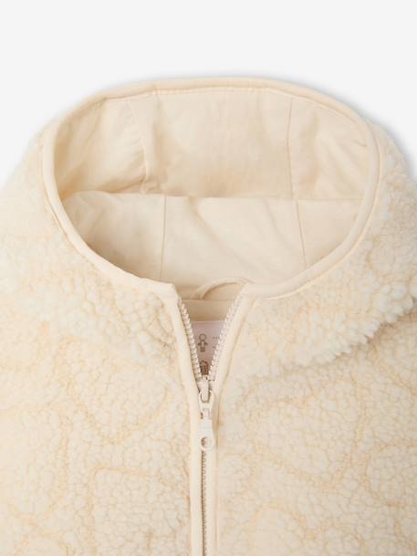 Hooded Jacket in Sherpa with Leopard Print for Girls ecru+printed brown 