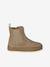 Leather Chelsea Boots with Elastic & Zip for Boys beige+navy blue 