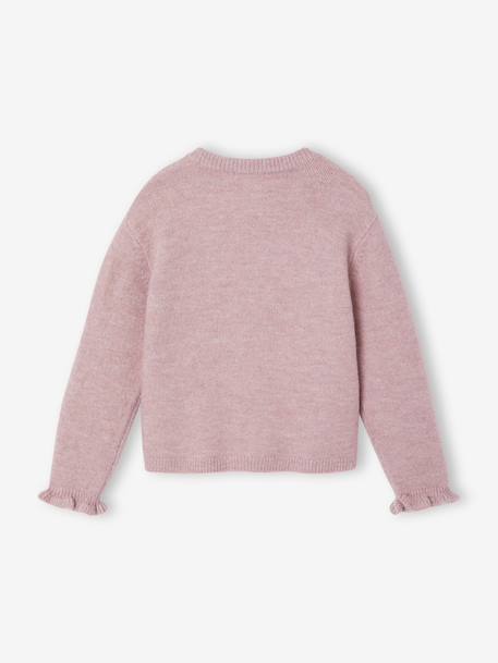 Long-sleeved cardigan for girls olive+pale pink 