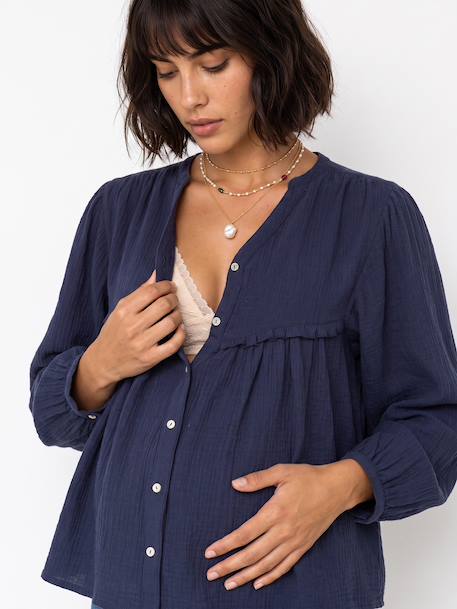 Maternity and nursing shirt slate blue 