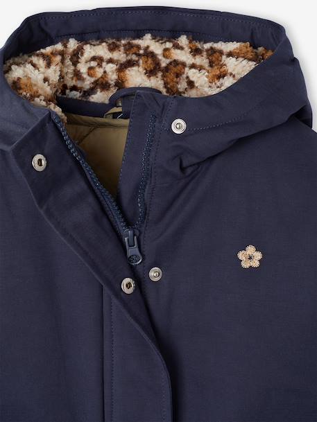 3-in-1 detachable parka for girls blush+navy blue 