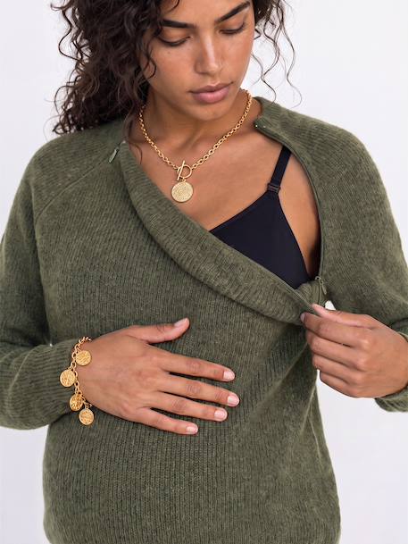 Maternity and nursing jumper bordeaux red+khaki 