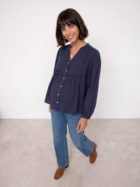 Maternity and nursing shirt slate blue 