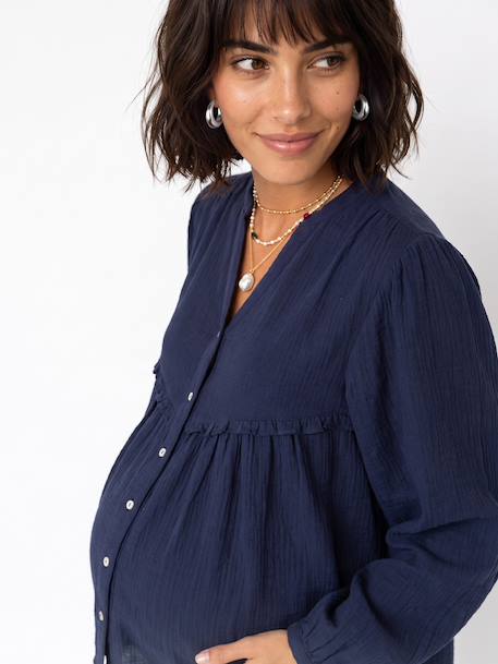 Maternity and nursing shirt slate blue 