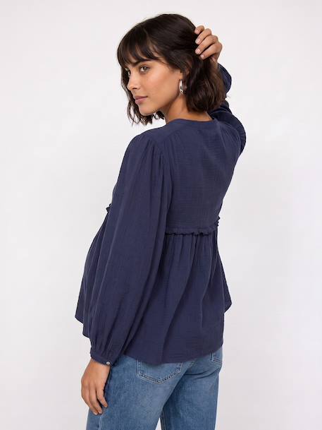 Maternity and nursing shirt slate blue 