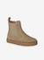 Leather Chelsea Boots with Elastic & Zip for Boys beige+navy blue 