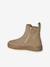 Leather Chelsea Boots with Elastic & Zip for Boys beige+navy blue 