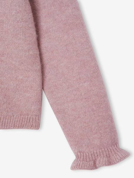 Long-sleeved cardigan for girls olive+pale pink 