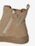 Leather Chelsea Boots with Elastic & Zip for Boys beige+navy blue 