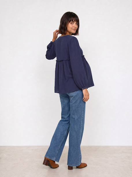 Maternity and nursing shirt slate blue 