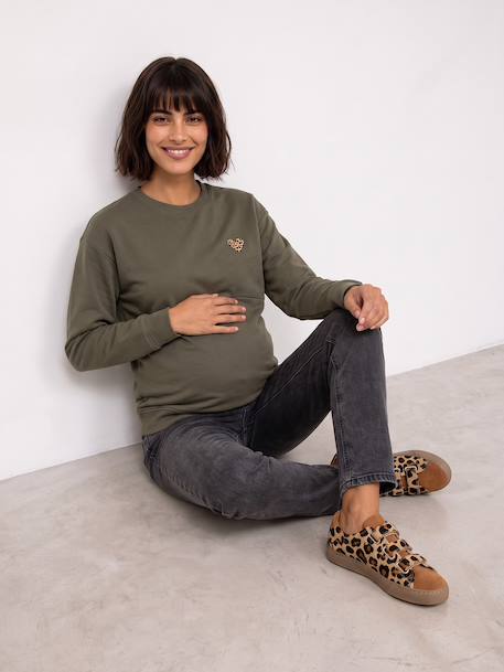 Maternity and nursing sweatshirt khaki 