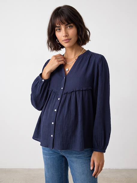 Maternity and nursing shirt slate blue 