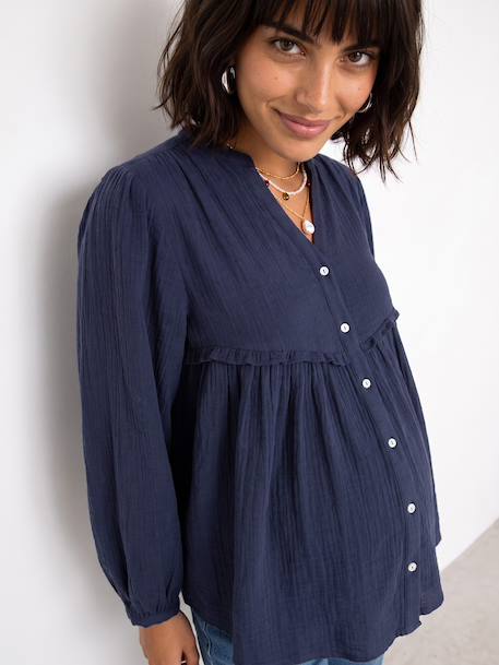 Maternity and nursing shirt slate blue 